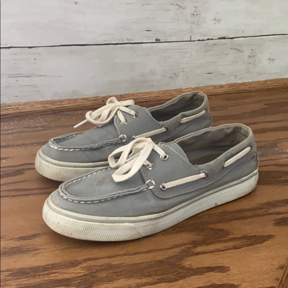 Grey Sperry slip ons